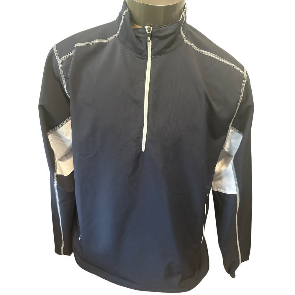 FootJoy Mens Large Blue/White Half ZIP Jacket